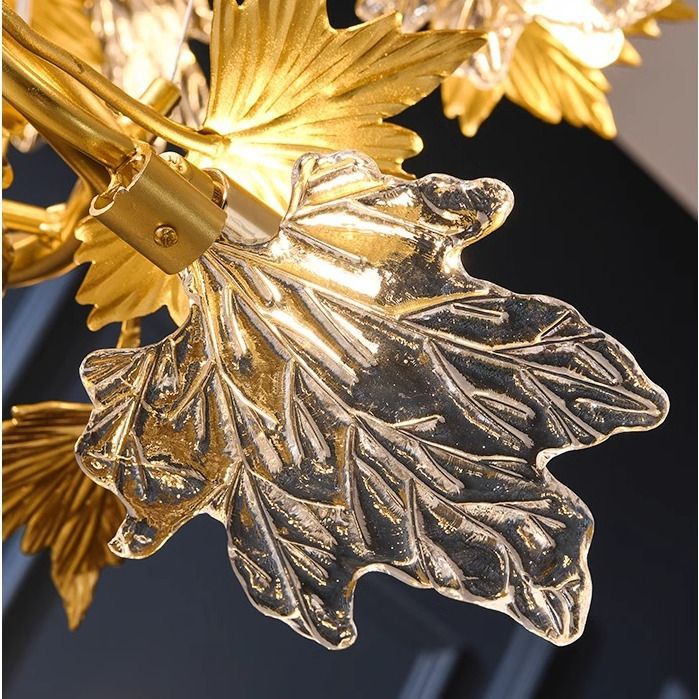 Candelabru Modern, LEAFORA Regalis, 2 cercuri, 12xE14, Diametru 80cm, Auriu, Inaltime Reglabila, Metal si Cristal