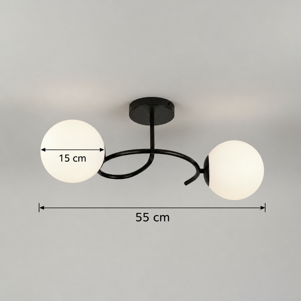 Lustra LED si cristal ORBIT, 55cm, 2xE27, Globuri, Negru
