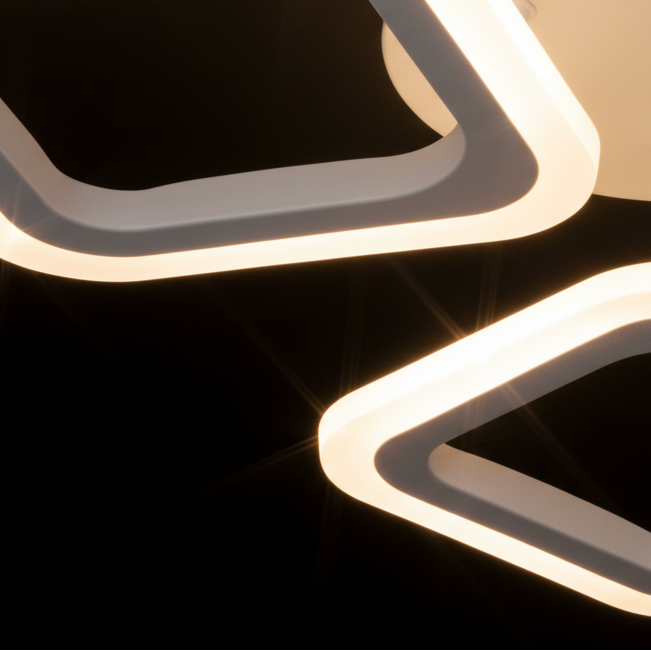 Lustra LED ERIKA 20W, 3 Patrate, Lumina Calda/Neutra/Rece, Alb, Metal si Acril, imaginea 2