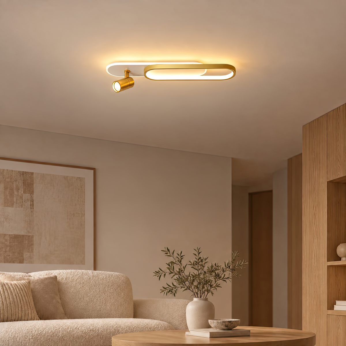Proiector LED Reglabil FISSO Camilla, 48W, lumina Rece/Calda/Neutra 3000K/4000K/6000K, Auriu Lucios, Metal si Acril, imaginea 1