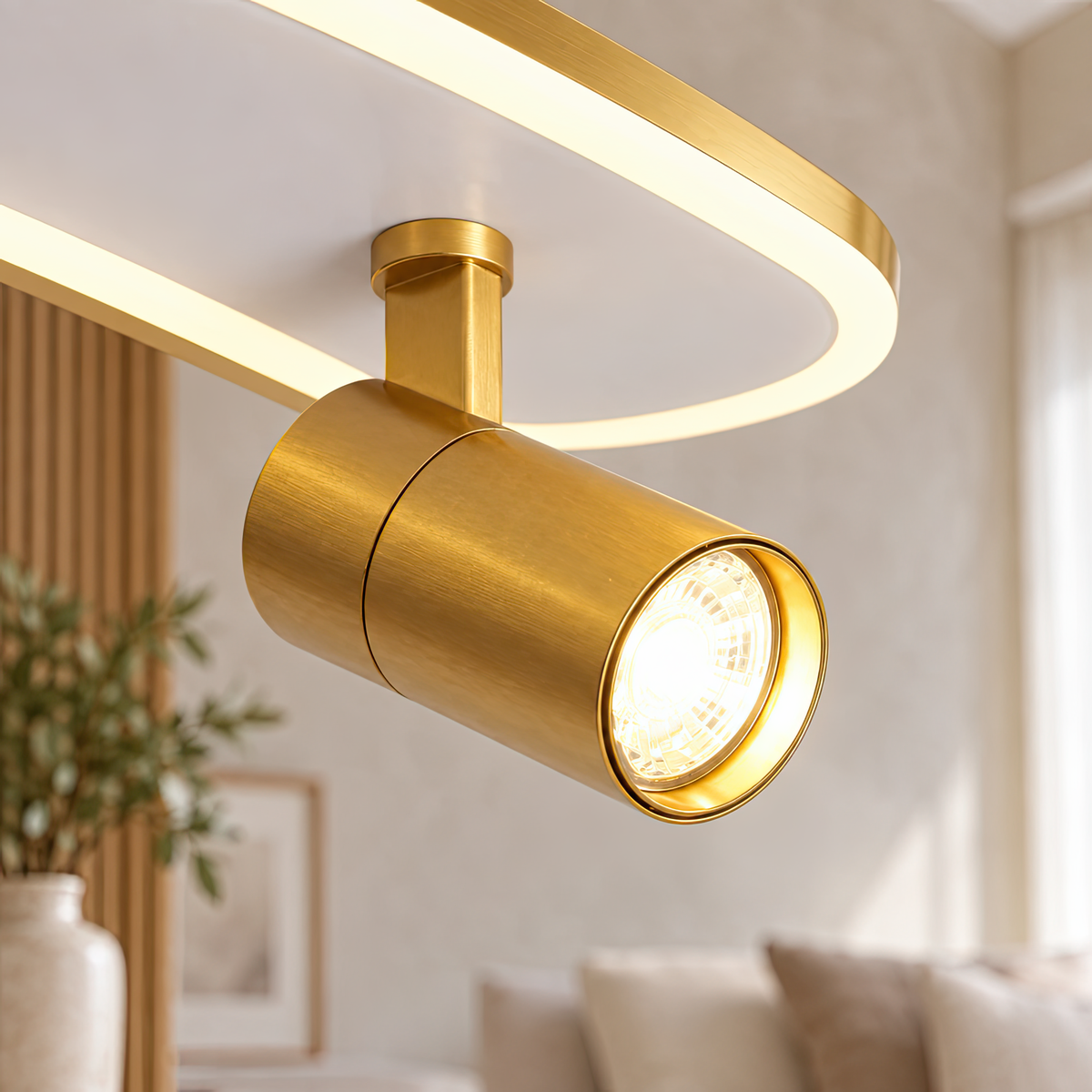 Proiector LED Reglabil FISSO Camilla, 48W, lumina Rece/Calda/Neutra 3000K/4000K/6000K, Auriu Lucios, Metal si Acril, imaginea 2