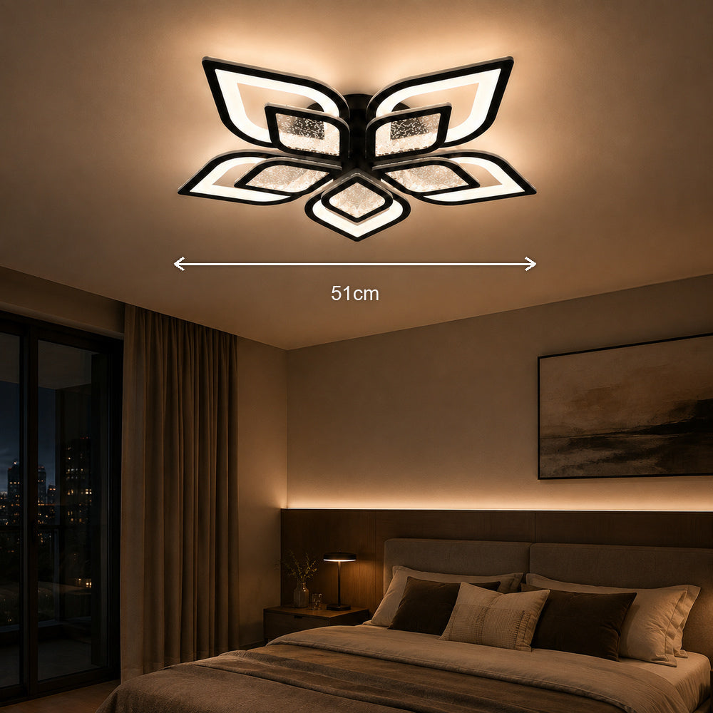 Lustra LED cu telecomanda DALIA 96W, 5 Petale, lumina Rece/Calda/Neutra, Dimabila, Negru, imaginea 6