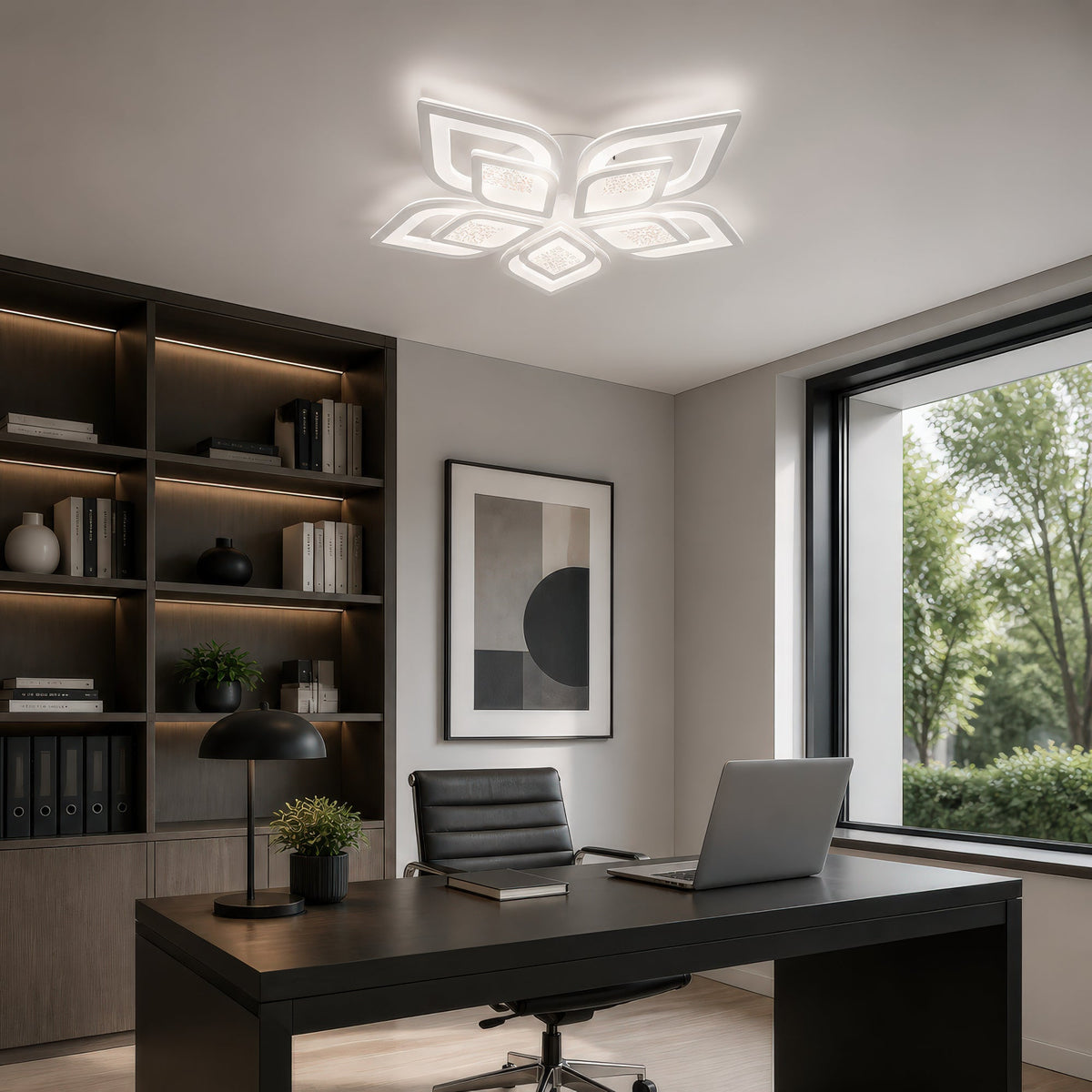 Lustra LED cu telecomanda DALIA 96W, 5 Petale, lumina Rece/Calda/Neutra, Dimabila, Alb, imaginea 13