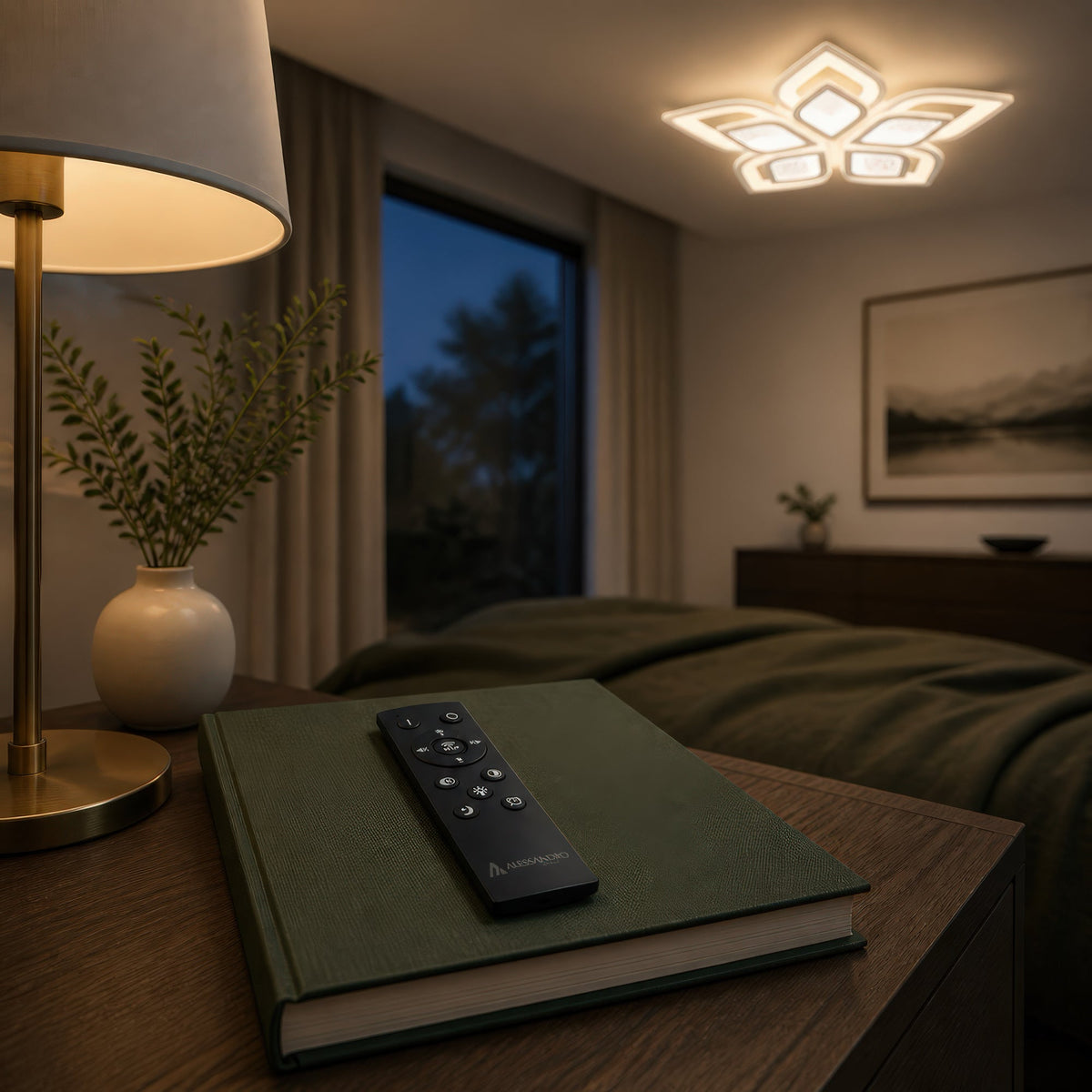 Lustra LED cu telecomanda DALIA 96W, 5 Petale, lumina Rece/Calda/Neutra, Dimabila, Alb, imaginea 3