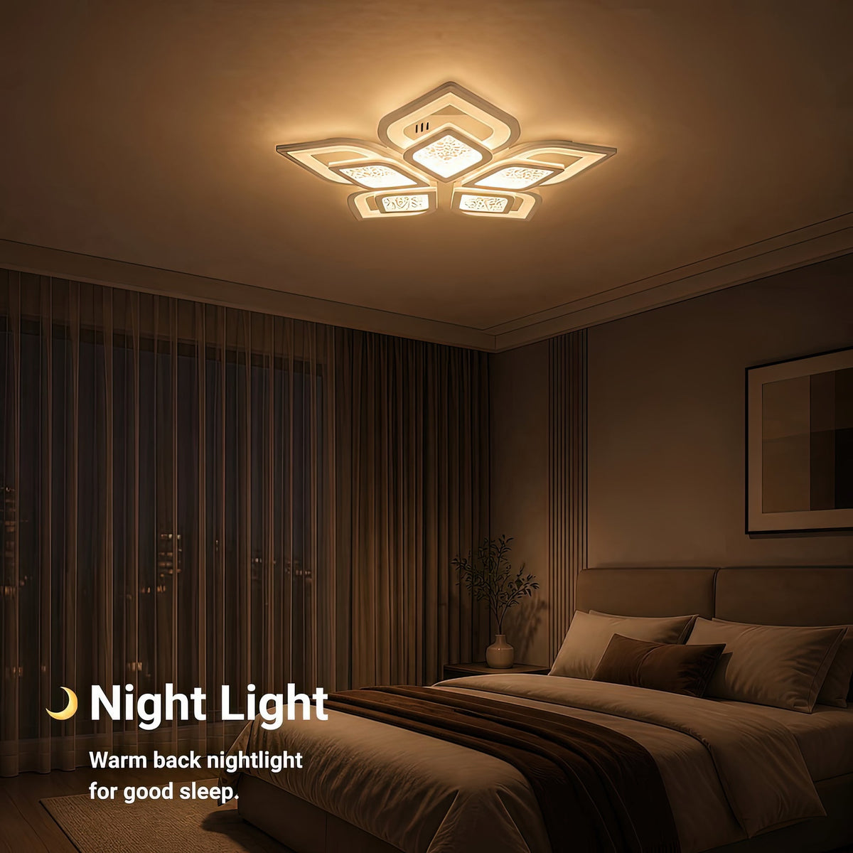 Lustra LED cu telecomanda DALIA 96W, 5 Petale, lumina Rece/Calda/Neutra, Dimabila, Alb, imaginea 6