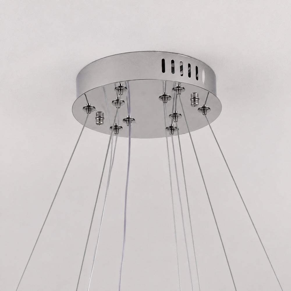 Lustra LED cu telecomanda si cristal PRISM LUMINIS 58W, 2 Cercuri, lumina Rece/Calda/Neutra, Dimabila, Crom si Alb, Inaltime Reglabila, imaginea 10
