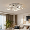Lustra LED cu telecomanda si cristal Alejandro RGB 88W, 5 Flori, lumina Rece/Calda/Neutra, Dimabila, Crom Lucios