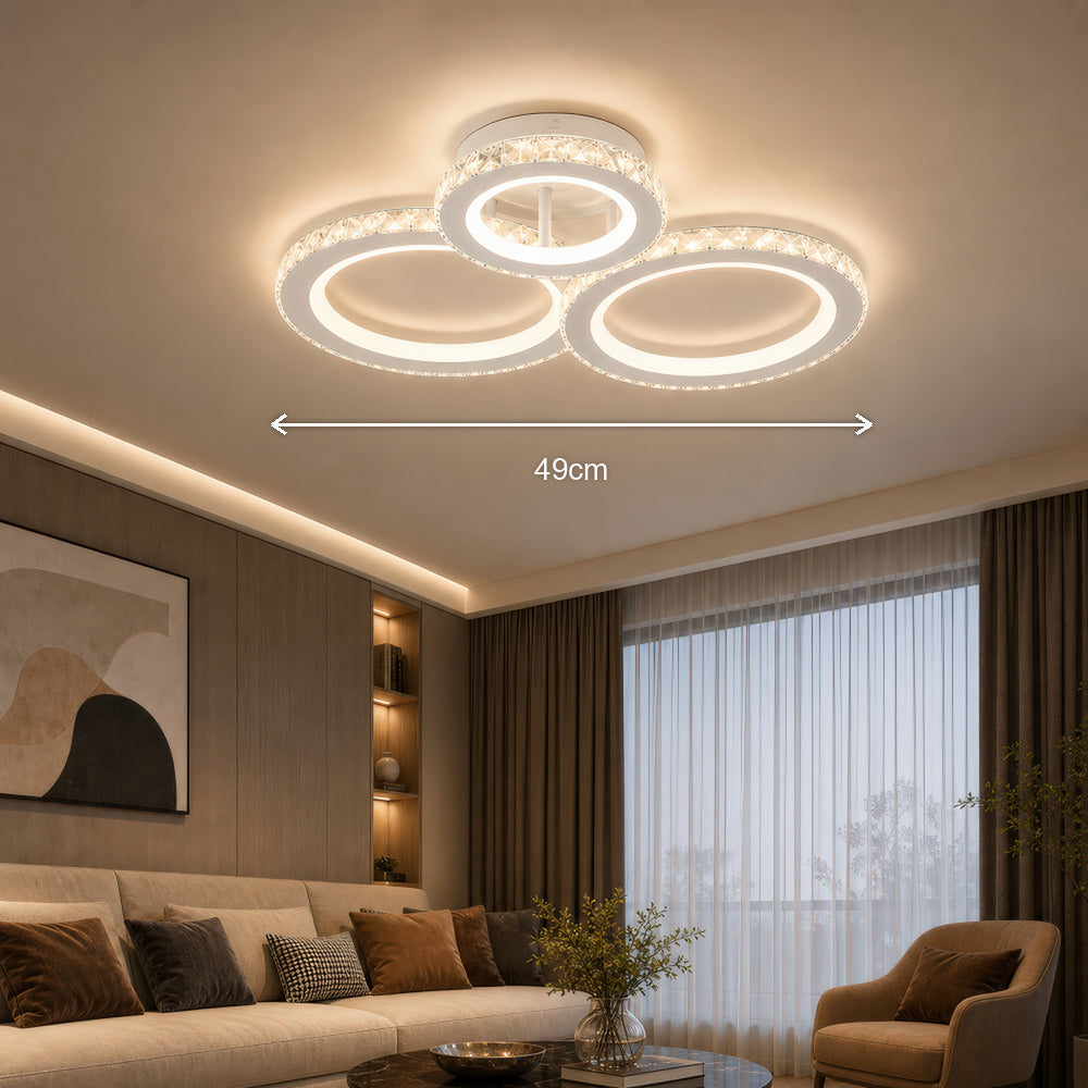 Lustra LED cu telecomanda si cristal NOVA ROTONDA RGB 75W, 3 Cercuri, lumina Rece/Calda/Neutra, Dimabila, Alb, imaginea 7