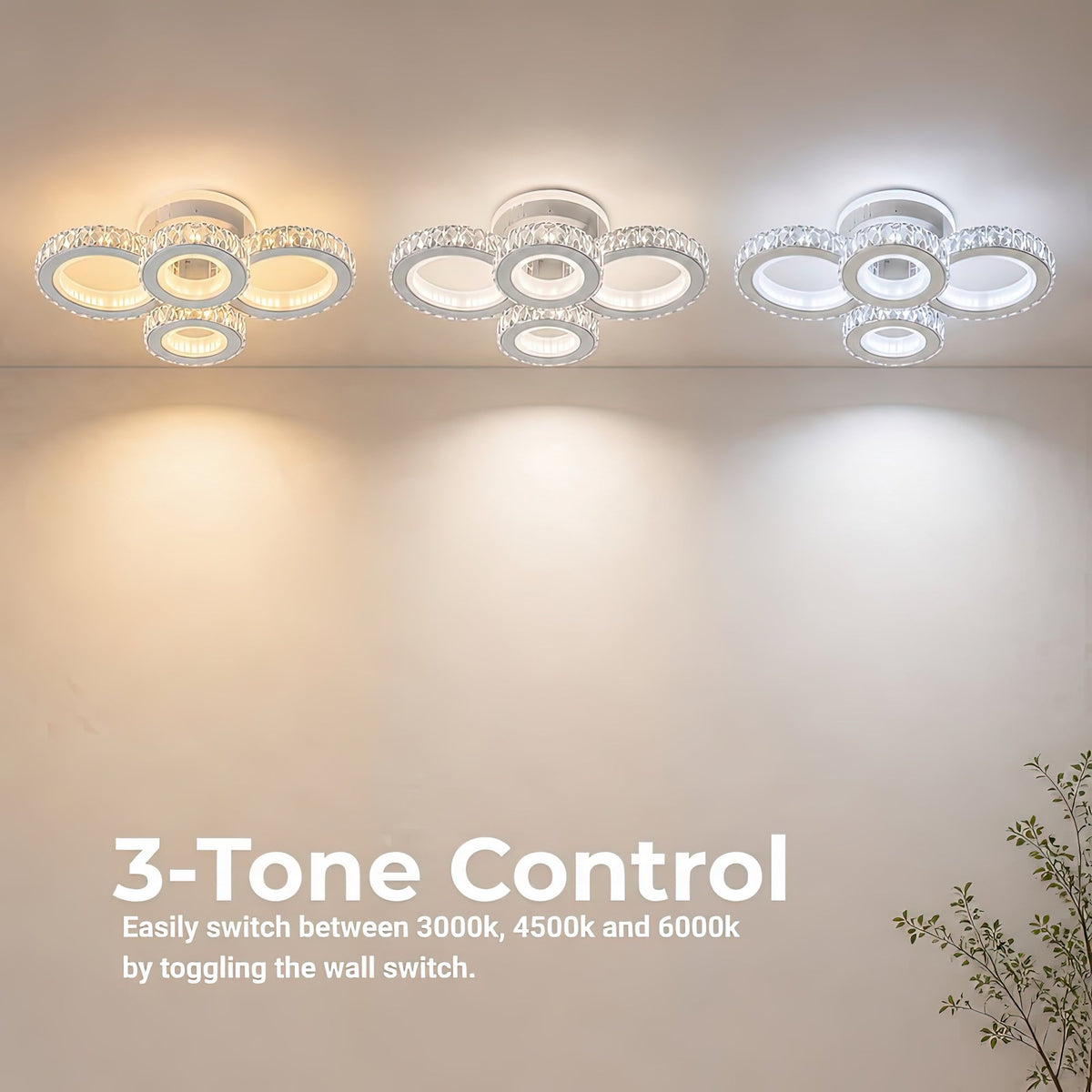 Plafoniera LED cu telecomanda si cristal NOVA ROTONDA RGB 82W, 4 Cercuri, lumina Rece/Calda/Neutra, Dimabila, Alb, imaginea 5
