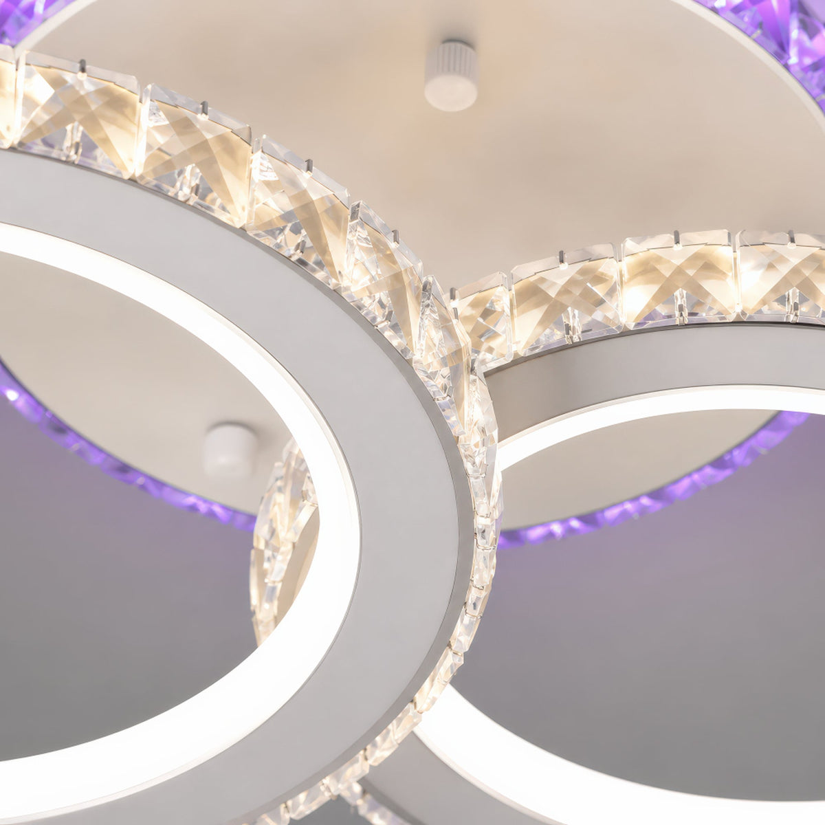Lustra LED cu telecomanda si cristal NOVA ROTONDA RGB 42W, 2 Cercuri, lumina Rece/Calda/Neutra, Dimabila, Alb, imaginea 8