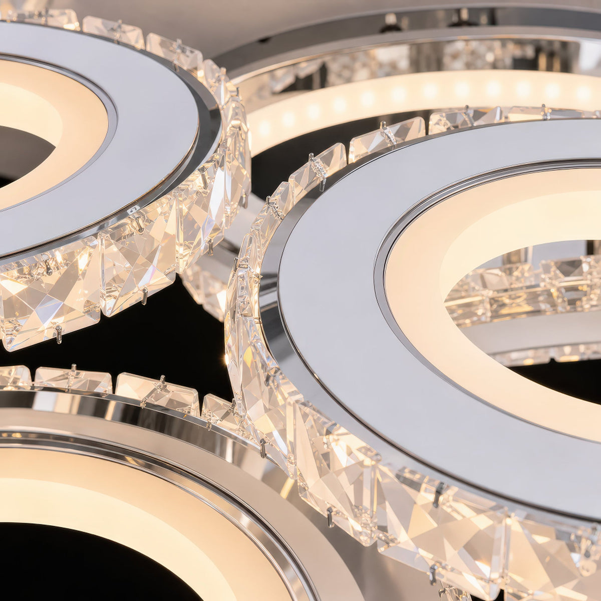 Lustra LED cu telecomanda si cristal NOVA ROTONDA RGB 82W, 4 Cercuri, lumina Rece/Calda/Neutra, Dimabila, Crom, imaginea 8