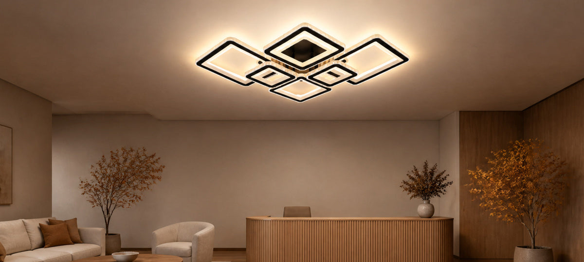 Lustra LED cu telecomanda si cristal QUADRIS RGB 177W, 6 Patrate, lumina Rece/Calda/Neutra 3000K/4000K/6000K, Dimabila, Negru, Metal si Cristal, imaginea 14