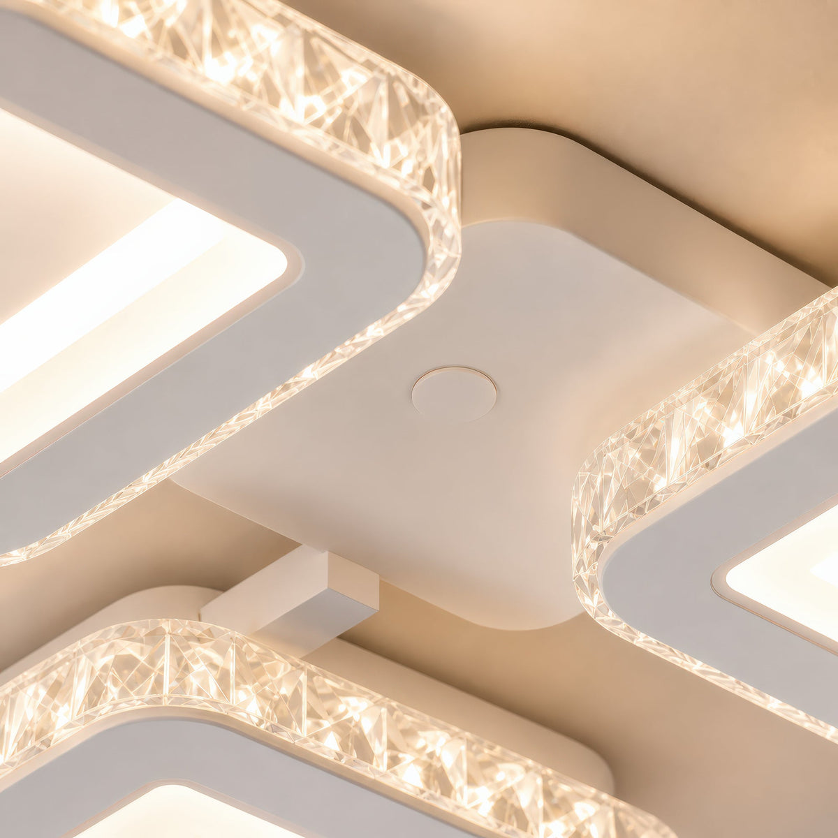Lustra LED cu telecomanda si cristal LEILA RGB 69W, 4 Patrate, lumina Rece/Calda/Neutra, Dimabila, Alb, imaginea 10