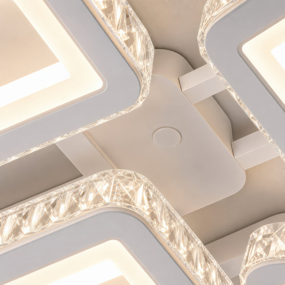 Lustra LED cu telecomanda si cristal LEILA RGB 69W, 4 Patrate, lumina Rece/Calda/Neutra, Dimabila, Alb, imaginea 2