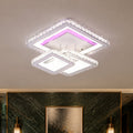 Lustra LED cu telecomanda si cristal LEILA 87W, 3 Patrate, lumina Rece/Calda/Neutra, Dimabila, Alb