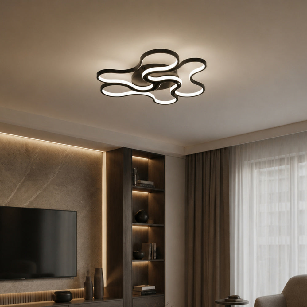 Lustra LED cu telecomanda ORMS Eleganza, 3000K/4000K/6000K, 126W, Metal și Plastic, Negru
