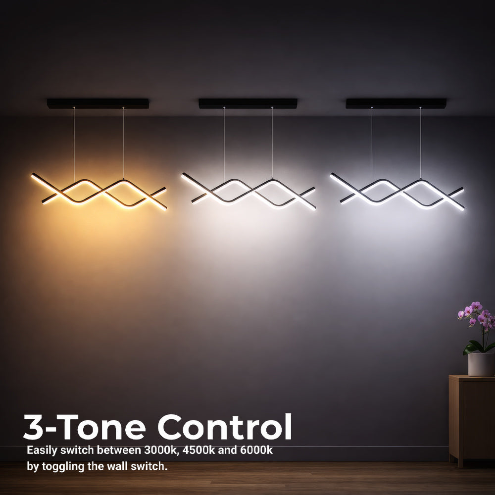 Lustra LED suspendata cu telecomanda ZIGZAG 27W, lumina Rece/Calda/Neutra, Dimabila, Negru, Inaltime Reglabila, imaginea 5