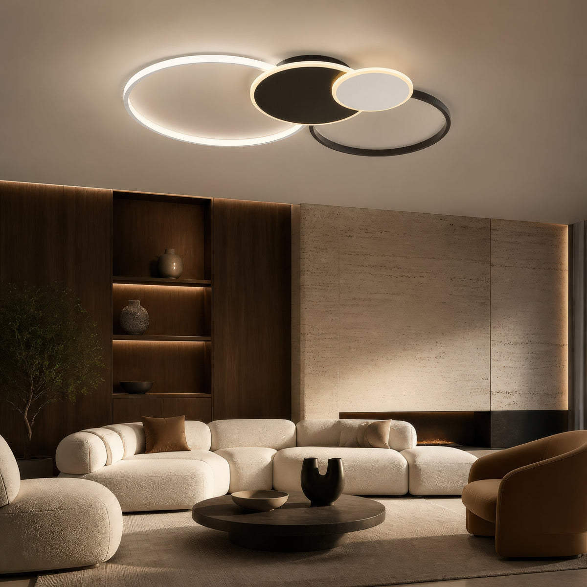 Lustra LED cu telecomanda KILLIAN 80W, 4 Cercuri, lumina Rece/Calda/Neutra, Dimabila, Negru Alb, imaginea 10