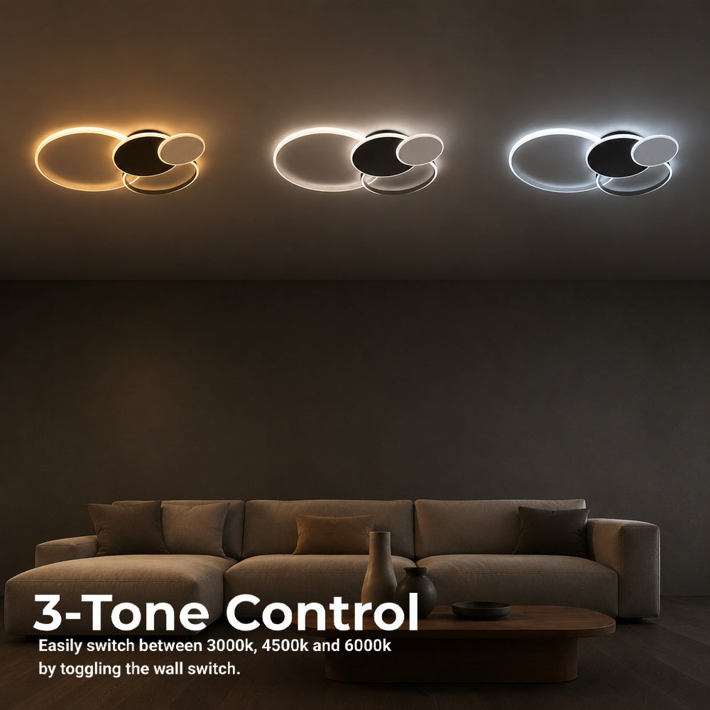 Lustra LED cu telecomanda KILLIAN 80W, 4 Cercuri, lumina Rece/Calda/Neutra, Dimabila, Negru Alb, imaginea 5
