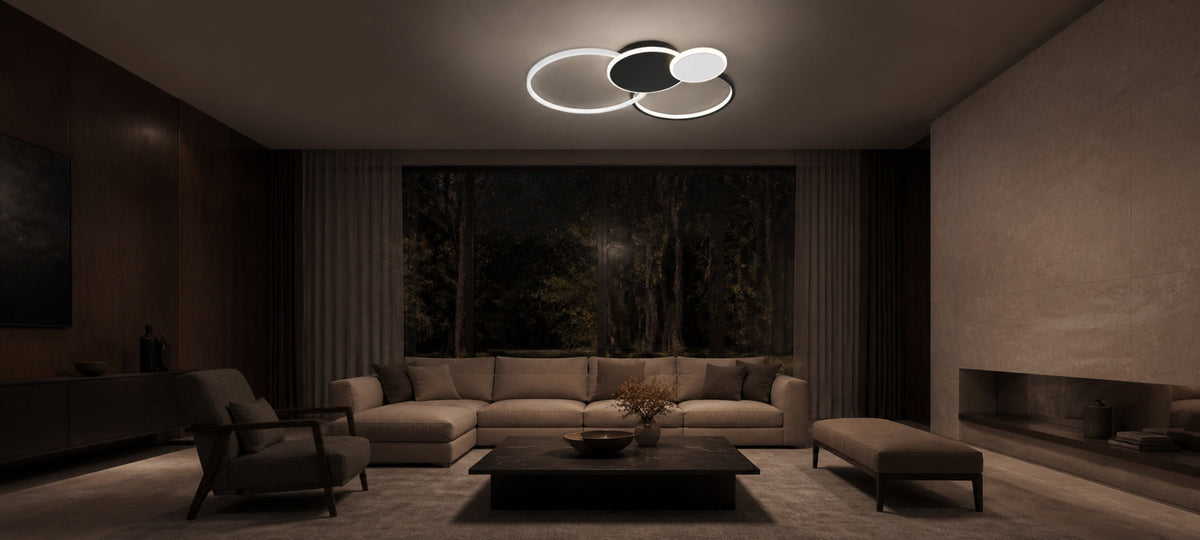 Lustra LED cu telecomanda KILLIAN 80W, 4 Cercuri, lumina Rece/Calda/Neutra, Dimabila, Negru Alb, imaginea 14