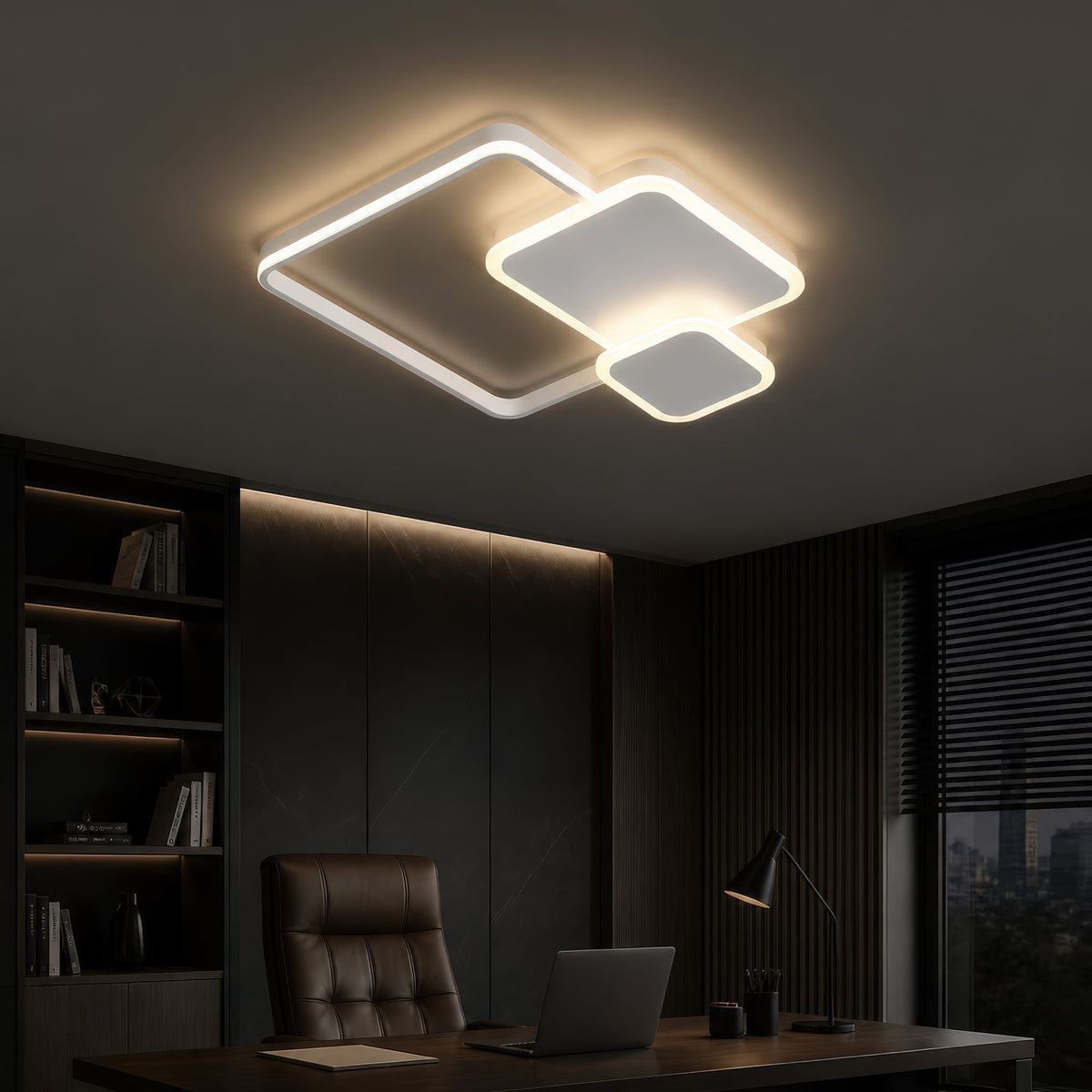 Lustra LED cu telecomanda ANEMONA 71W, 3 Patrate, lumina Rece/Calda/Neutra, Dimabila, Alb, Metal si Acril, imaginea 11