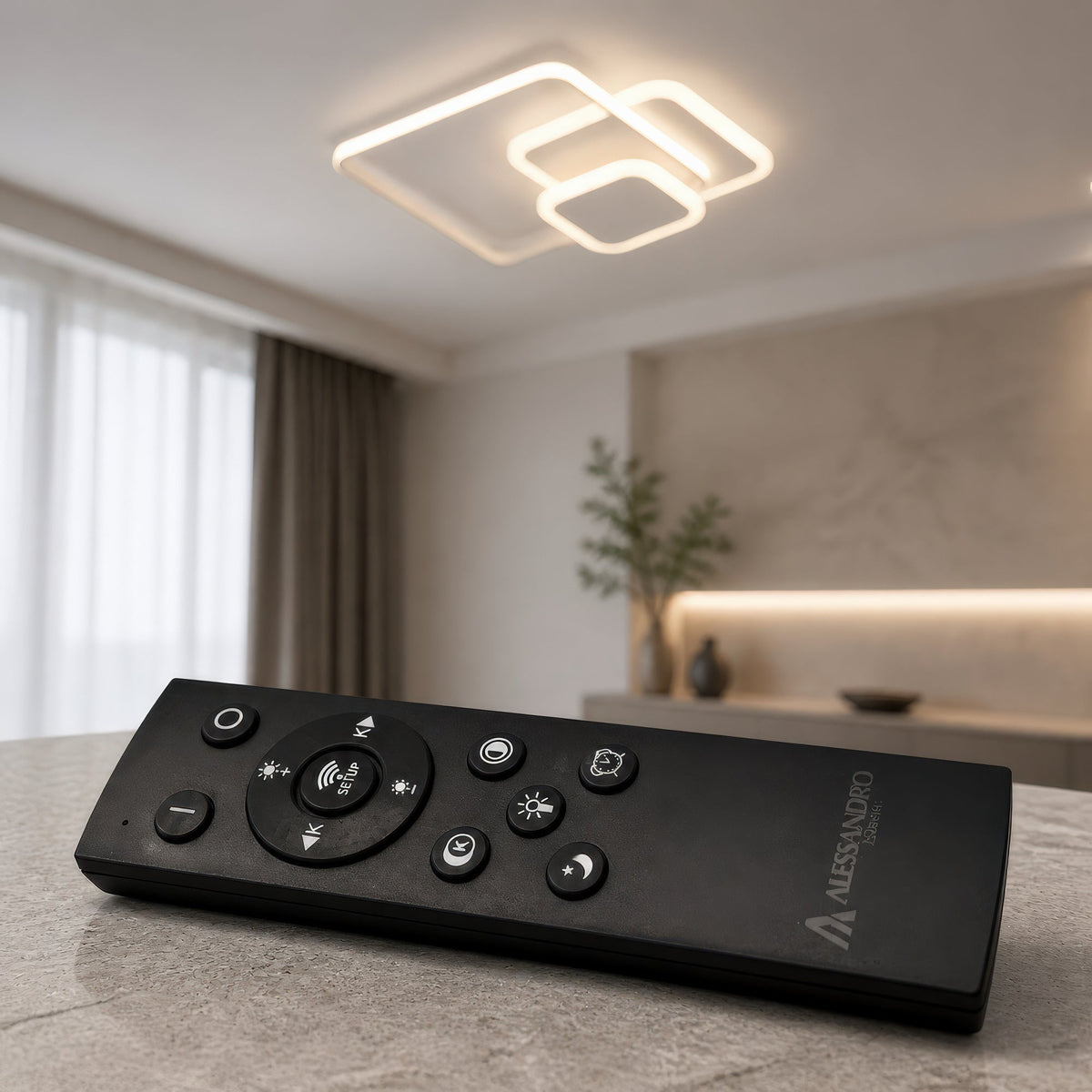 Lustra LED cu telecomanda ANEMONA 71W, 3 Patrate, lumina Rece/Calda/Neutra, Dimabila, Alb, Metal si Acril, imaginea 3