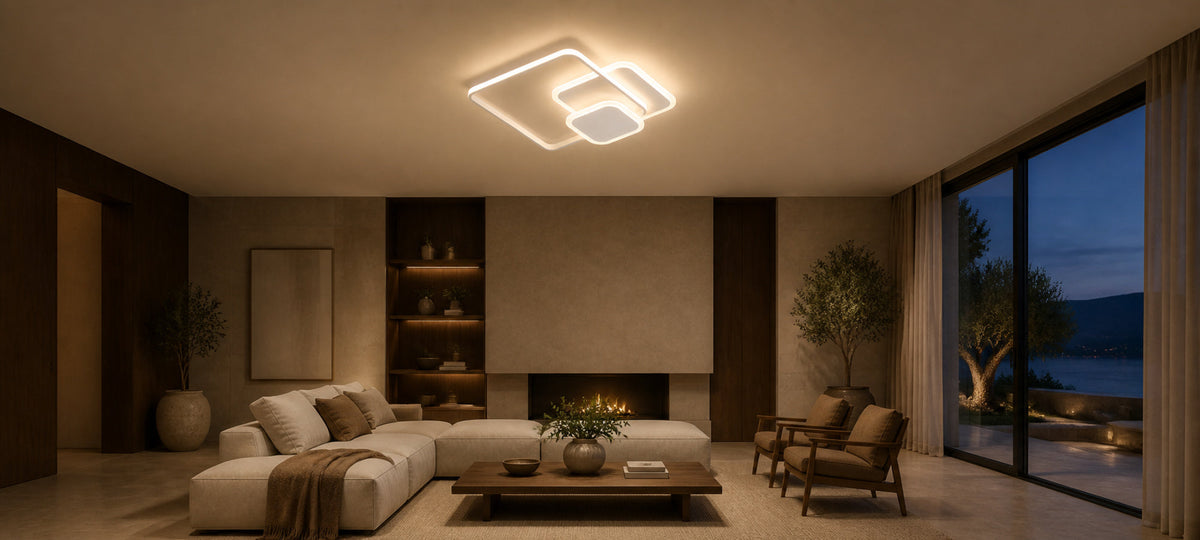 Lustra LED cu telecomanda ANEMONA 71W, 3 Patrate, lumina Rece/Calda/Neutra, Dimabila, Alb, Metal si Acril, imaginea 12