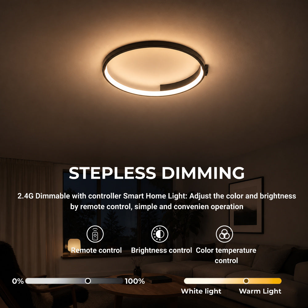 Lustra LED cu telecomanda LETIZIA 34W, Rotunda, lumina Rece/Calda/Neutra, Dimabila, Negru, imaginea 4