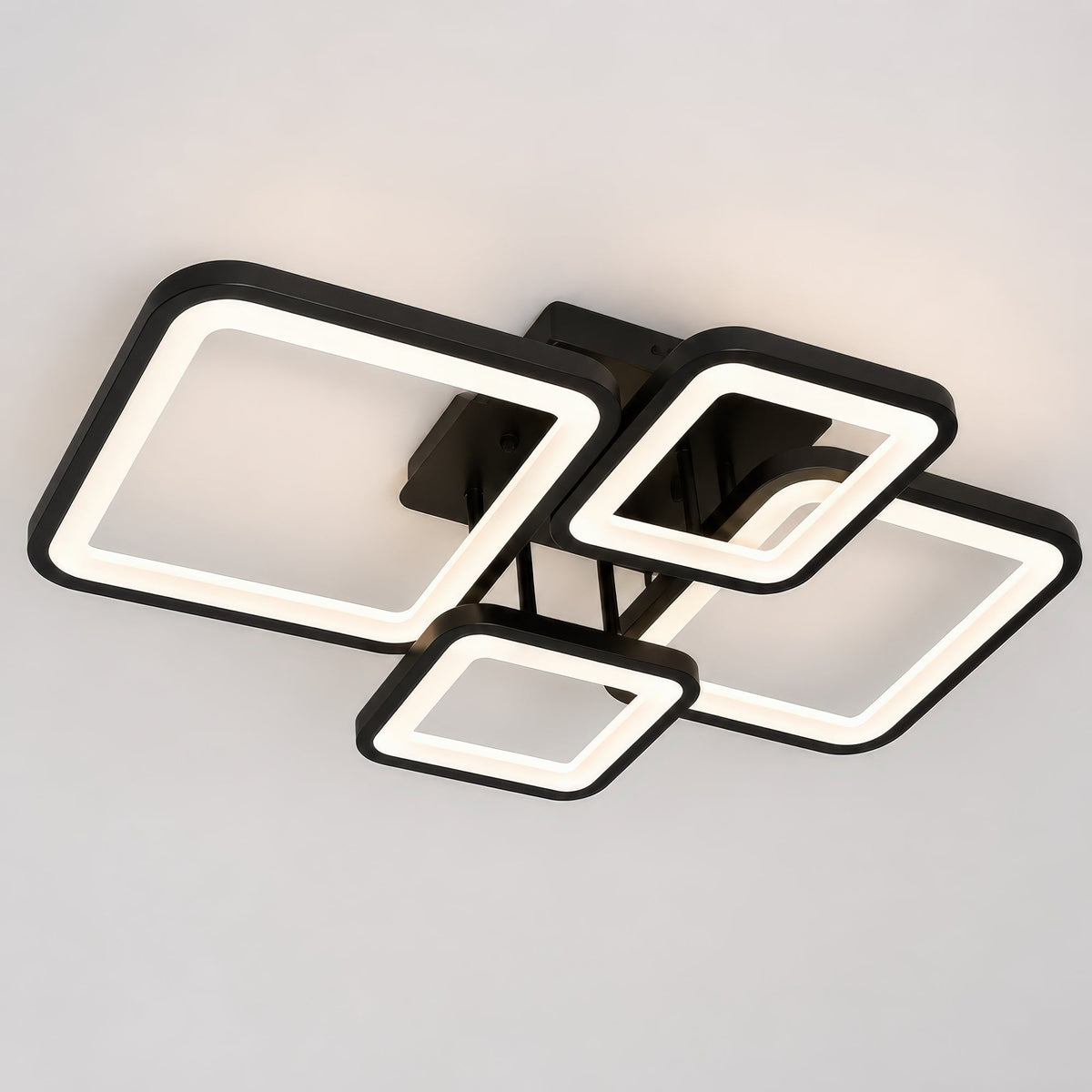 Lustra LED cu telecomanda ELLA 67W, 4 Patrate, lumina Rece/Calda/Neutra, Dimabila, Negru, Metal si Acril, imaginea 9
