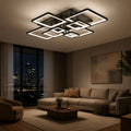 Lustra LED cu telecomanda ELLA 186W, 8 Patrate, lumina Rece/Calda/Neutra, Dimabila, Negru