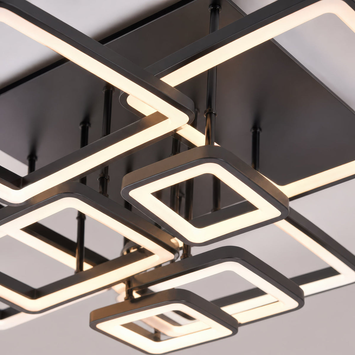 Lustra LED cu telecomanda ELLA 186W, 8 Patrate, lumina Rece/Calda/Neutra, Dimabila, Negru, imaginea 7