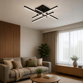 Lustra LED cu Telecomanda LINEX, 52W, 4 Elemente, Liniara, lumina Rece/Calda/Neutra, Dimabila, Negru
