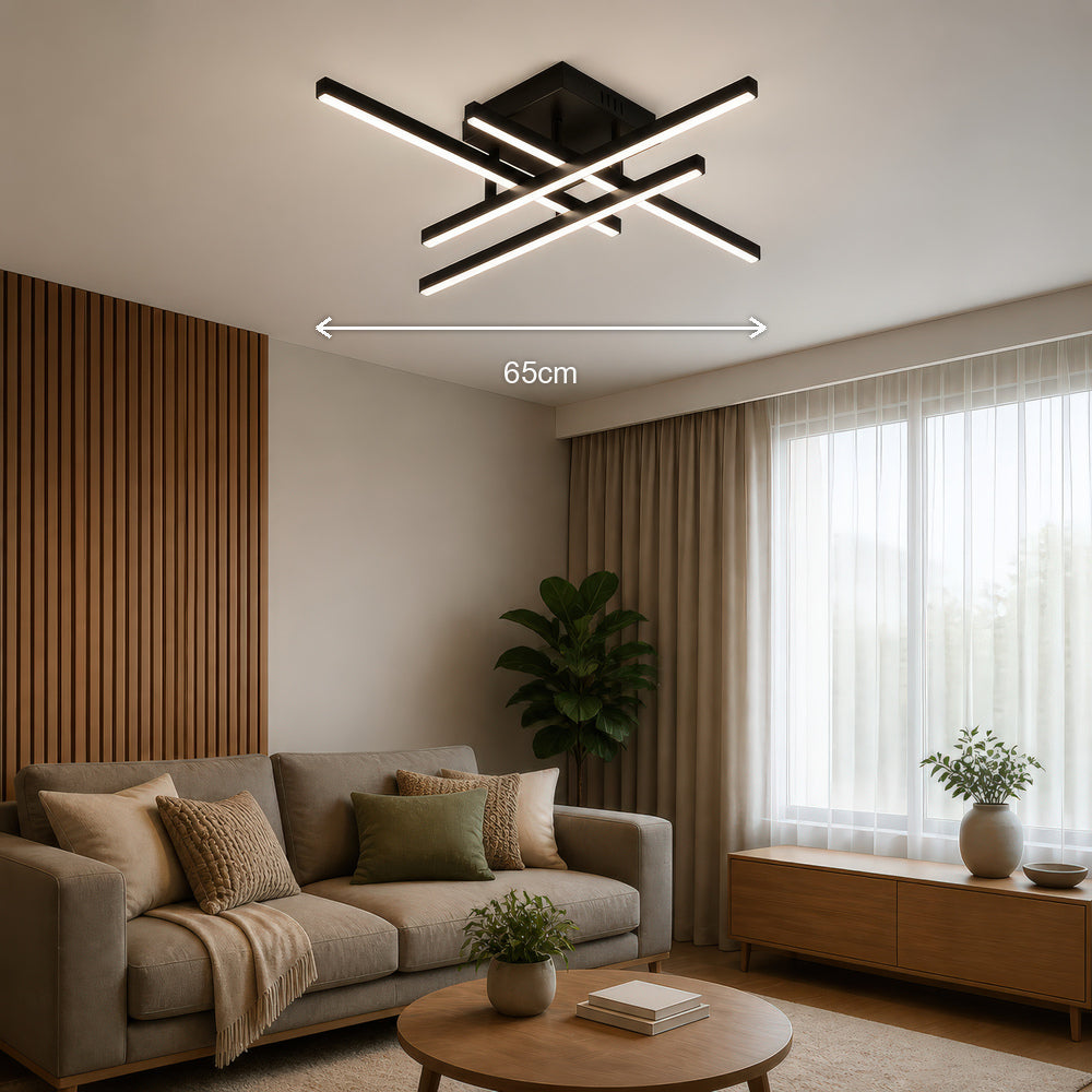 Lustra LED cu Telecomanda LINEX, 52W, 4 Elemente, Liniara, lumina Rece/Calda/Neutra, Dimabila, Negru, imaginea 6