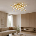 Lustra LED cu Telecomanda LINEX, 81W, Lumina 3000K/4000K/6000K, Dimabila, Auriu
