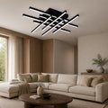 Lustra LED cu Telecomanda LINEX, 108W, 8 elemente, Lumina Rece/Calda/Neutra, Dimabila, Negru