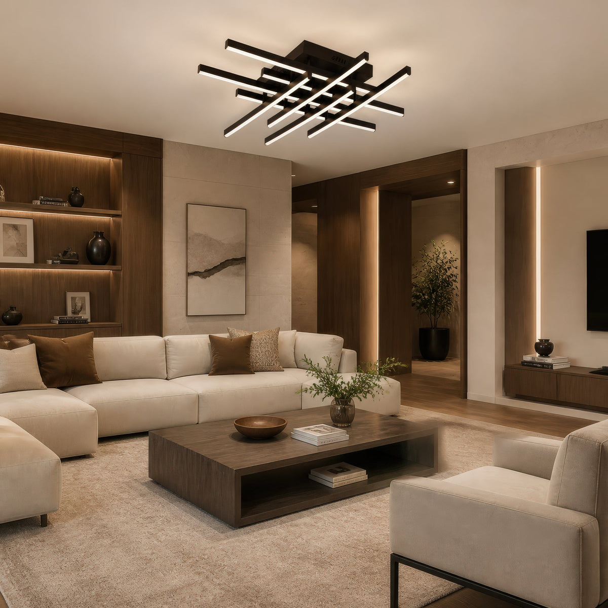 Lustra LED cu Telecomanda LINEX, 108W, 8 elemente, Lumina Rece/Calda/Neutra, Dimabila, Negru, imaginea 10