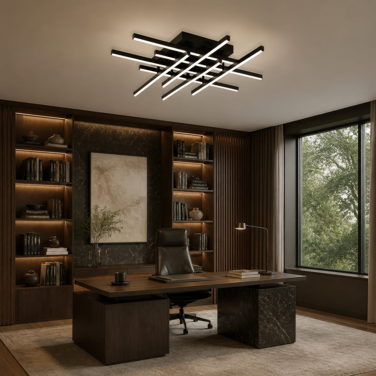 Lustra LED cu Telecomanda LINEX, 108W, 8 elemente, Lumina Rece/Calda/Neutra, Dimabila, Negru, imaginea 13