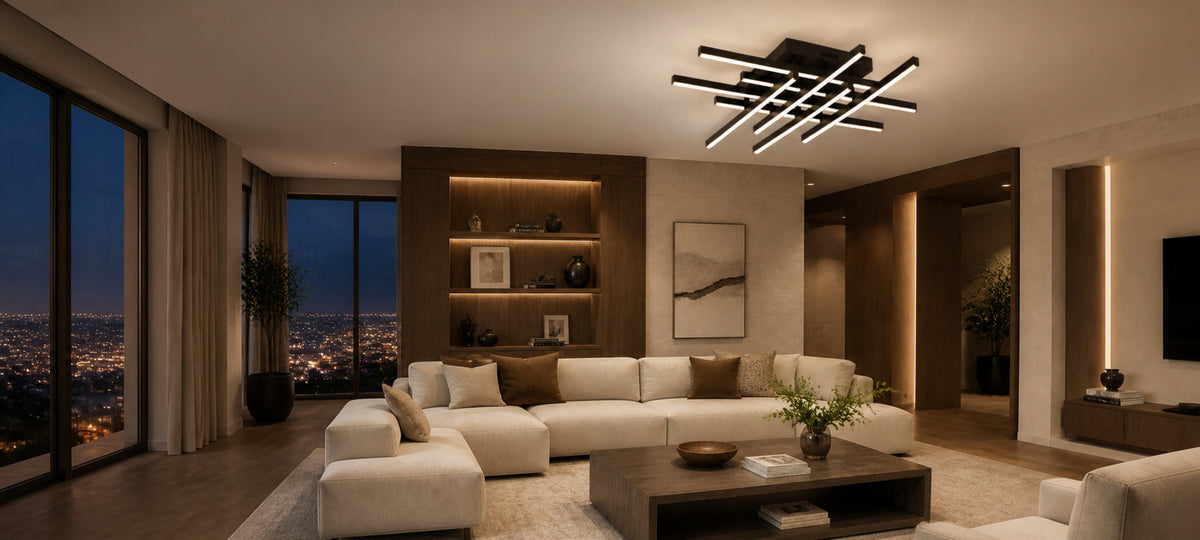 Lustra LED cu Telecomanda LINEX, 108W, 8 elemente, Lumina Rece/Calda/Neutra, Dimabila, Negru, imaginea 14