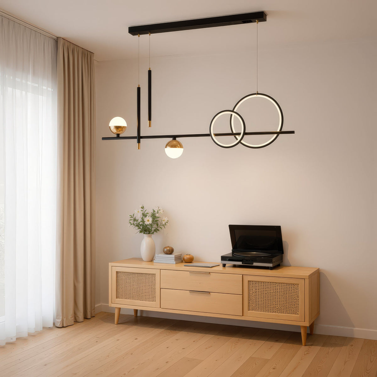 Lustra LED suspendata cu telecomanda DAMARA 44W, lumina Rece/Calda/Neutra, Dimabila, Negru, Inaltime Reglabila, imaginea 11