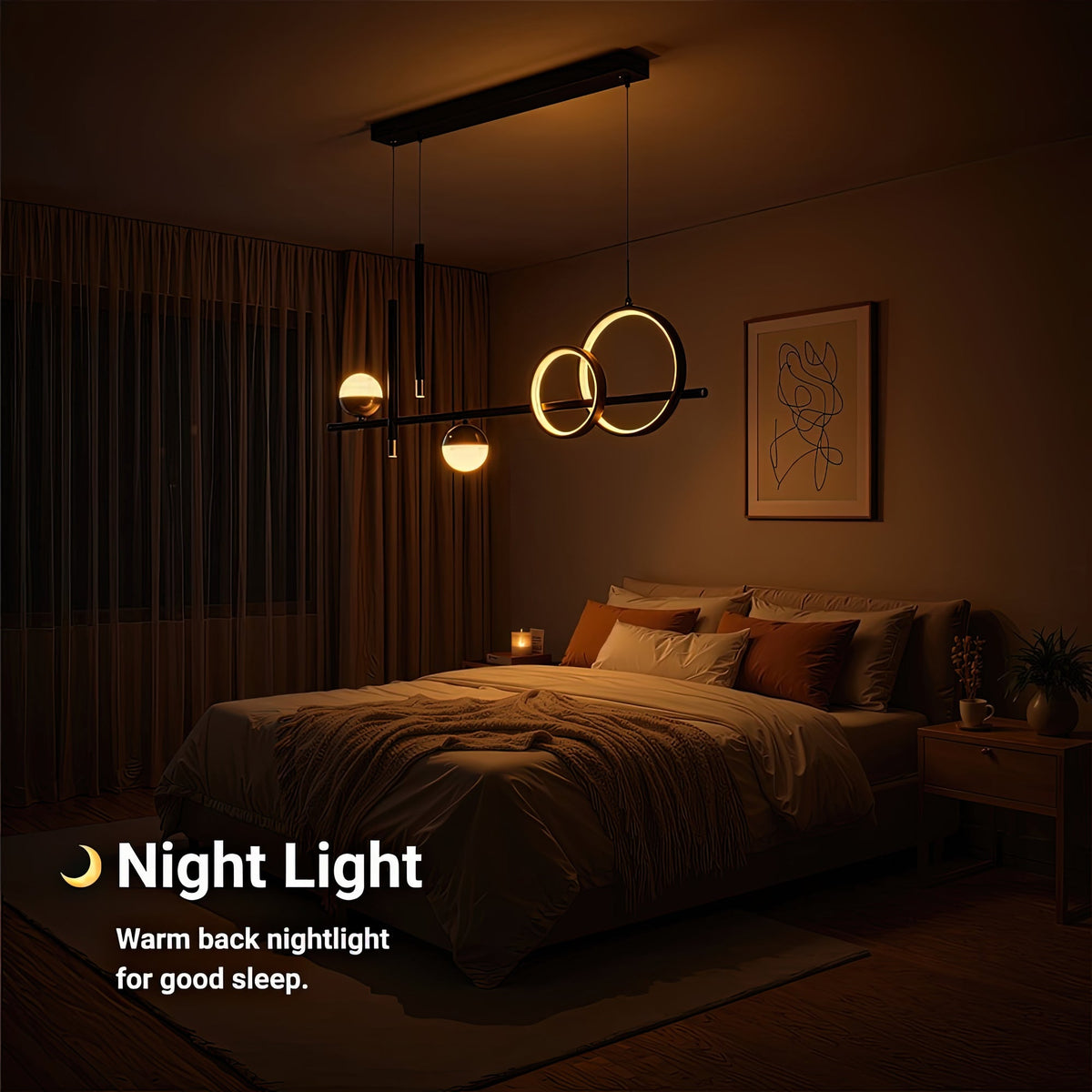 Lustra LED suspendata cu telecomanda DAMARA 44W, lumina Rece/Calda/Neutra, Dimabila, Negru, Inaltime Reglabila, imaginea 6