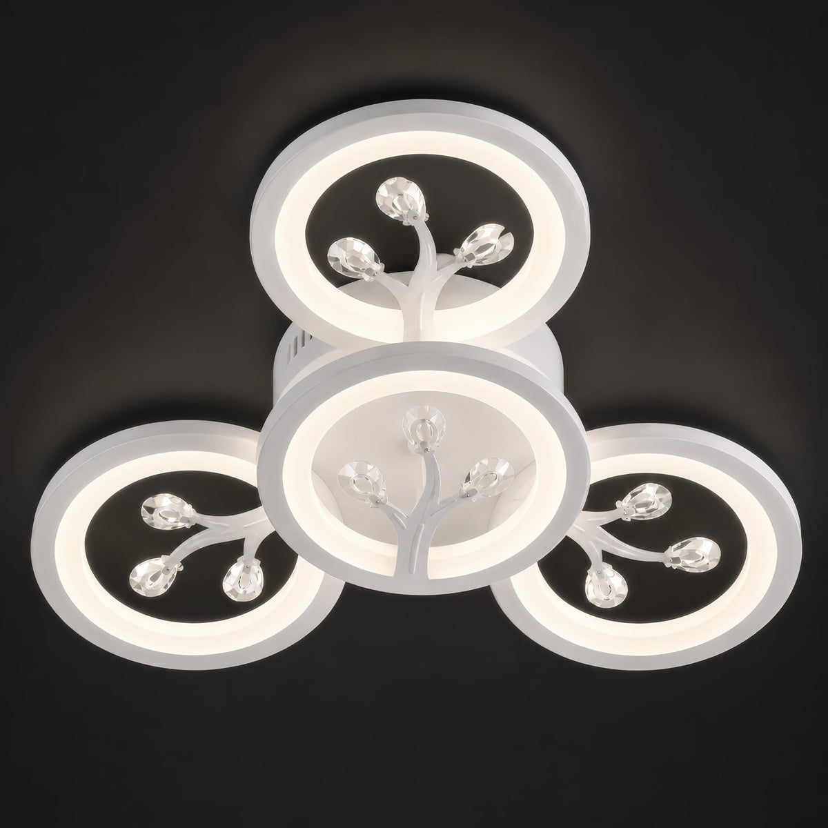 Lustra LED cu telecomanda si cristal DAISY 53W, 4 Elemente, lumina Rece/Calda/Neutra, Dimabila, Alb, imaginea 9