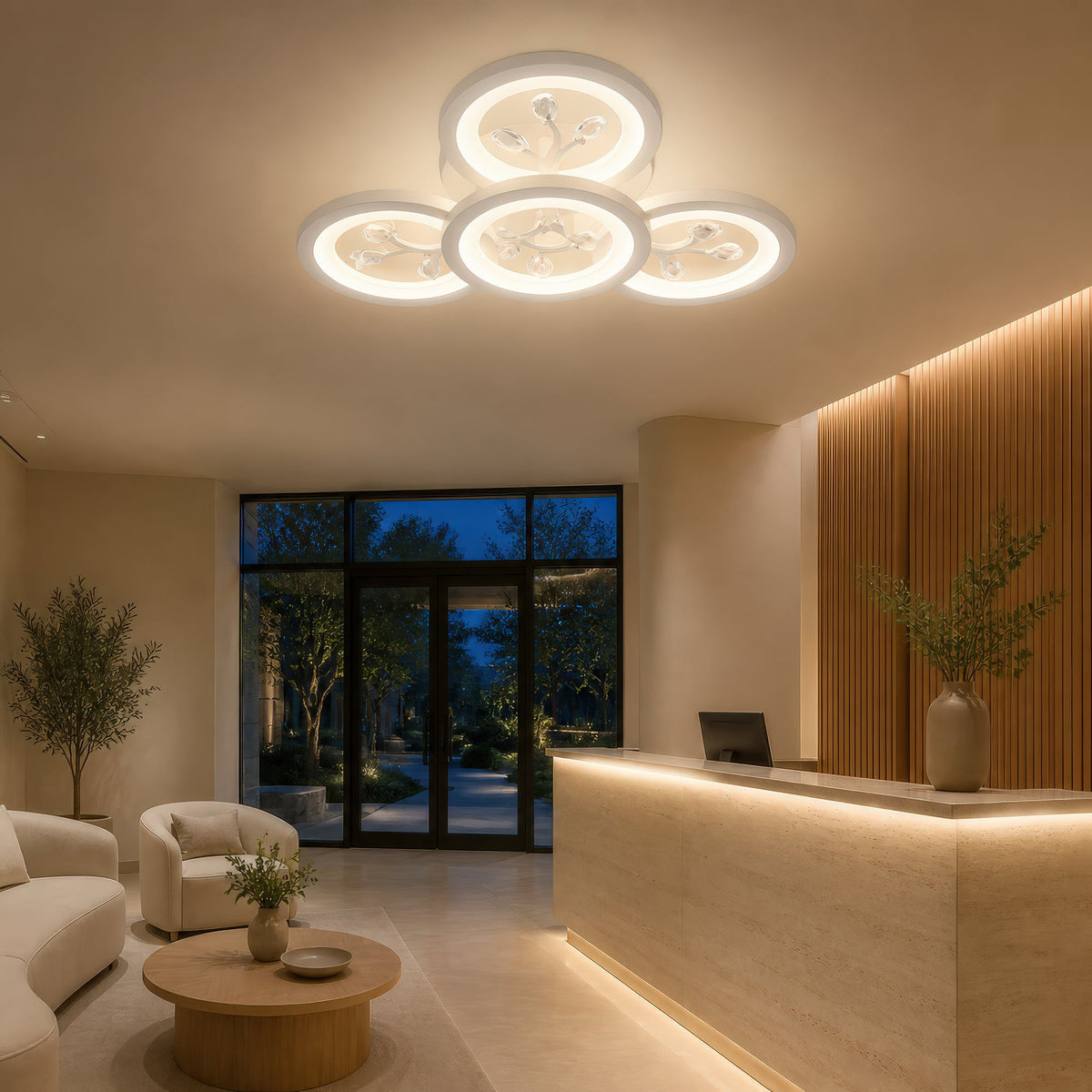 Lustra LED cu telecomanda si cristal DAISY 53W, 4 Elemente, lumina Rece/Calda/Neutra, Dimabila, Alb, imaginea 13
