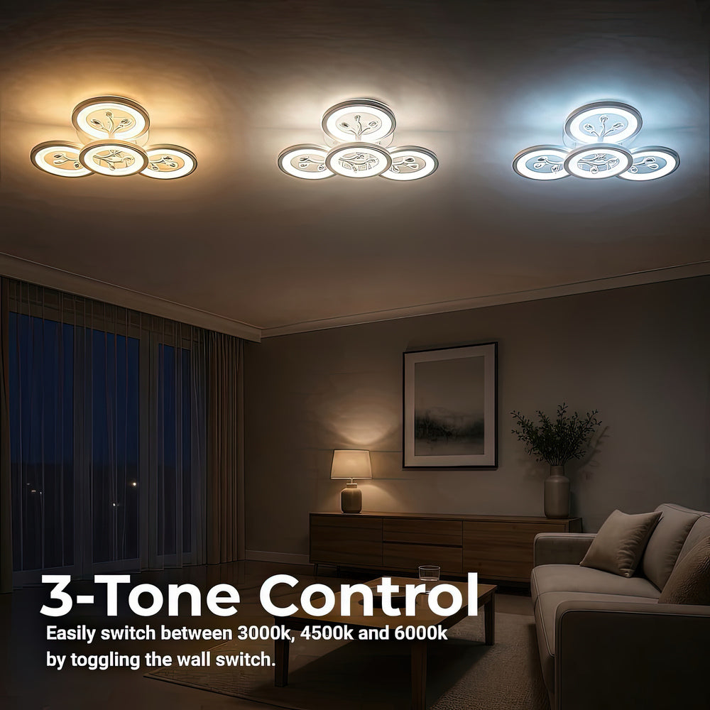 Lustra LED cu telecomanda si cristal DAISY 53W, 4 Elemente, lumina Rece/Calda/Neutra, Dimabila, Alb, imaginea 5