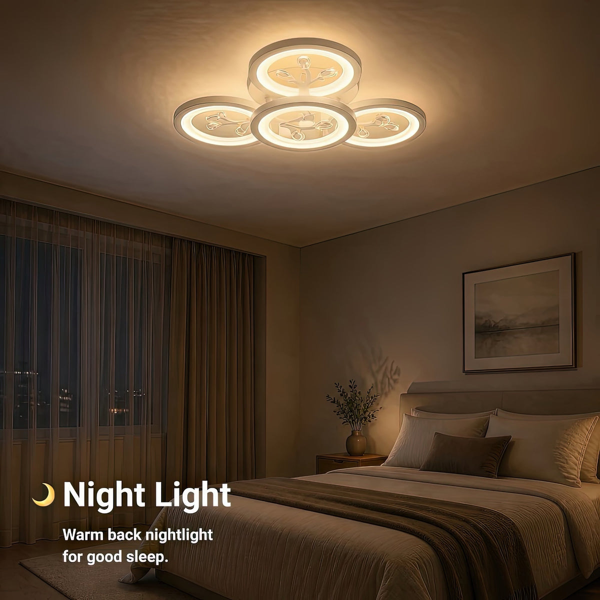 Lustra LED cu telecomanda si cristal DAISY 53W, 4 Elemente, lumina Rece/Calda/Neutra, Dimabila, Alb, imaginea 6