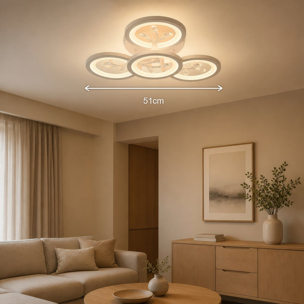 Lustra LED cu telecomanda si cristal DAISY 53W, 4 Elemente, lumina Rece/Calda/Neutra, Dimabila, Alb, imaginea 7