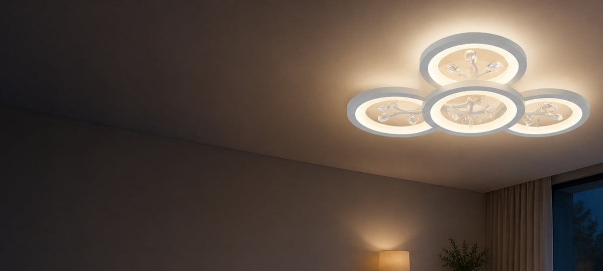 Lustra LED cu telecomanda si cristal DAISY 53W, 4 Elemente, lumina Rece/Calda/Neutra, Dimabila, Alb, imaginea 14