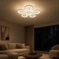 Lustra LED cu telecomanda si cristal DAISY 78W, 6 Elemente, lumina Rece/Calda/Neutra, Dimabila, Alb
