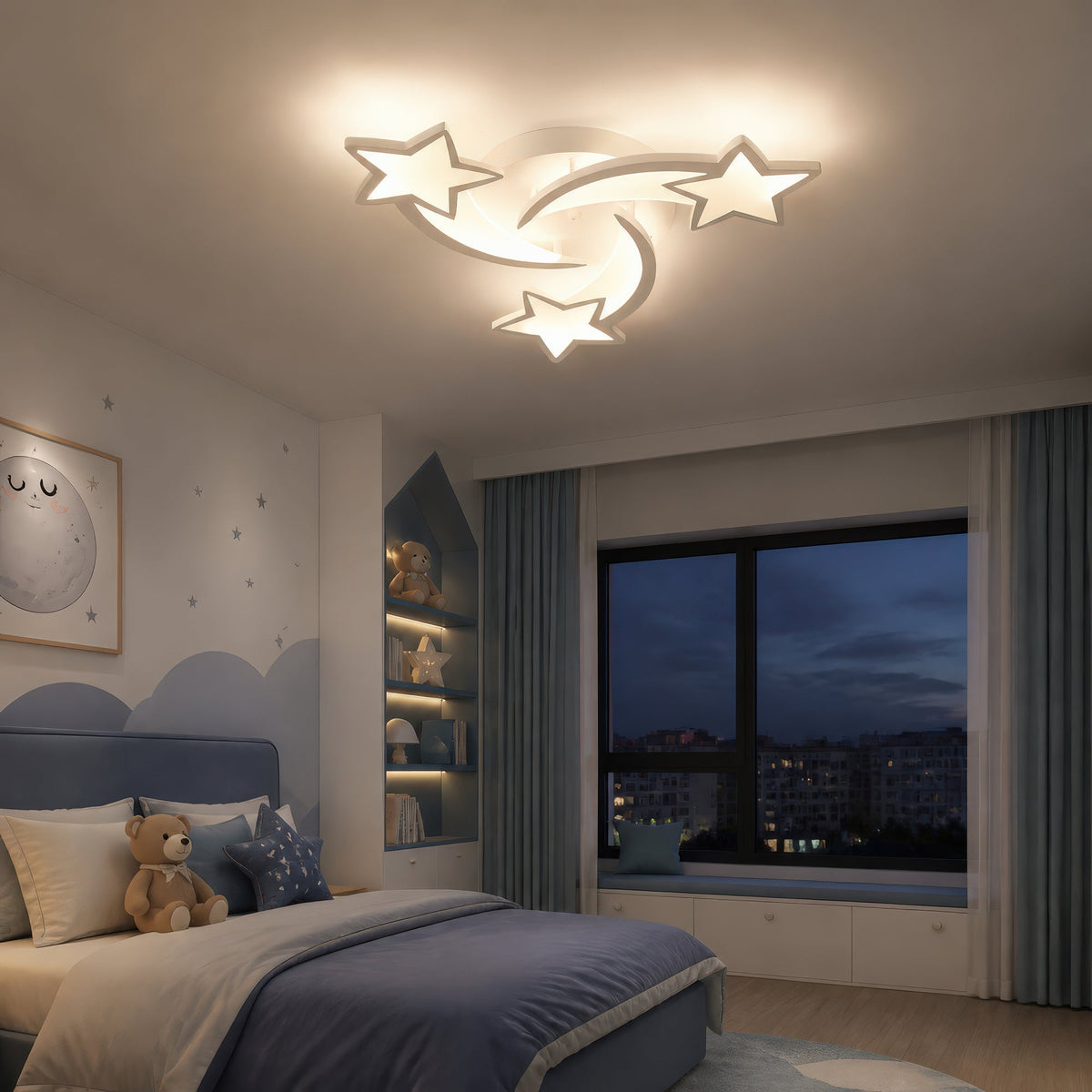 Lustra LED cu telecomanda IPOMOEA 51W, 3 Stele, Lumina Rece/Calda/Neutra, Dimabila, Alb, Metal si Acril, imaginea 10