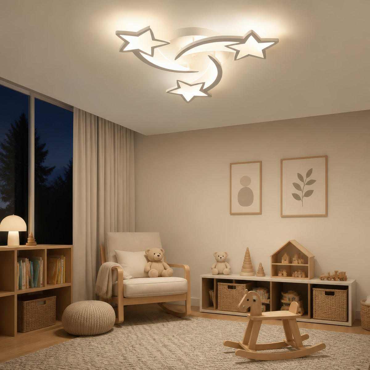 Lustra LED cu telecomanda IPOMOEA 51W, 3 Stele, Lumina Rece/Calda/Neutra, Dimabila, Alb, Metal si Acril, imaginea 12