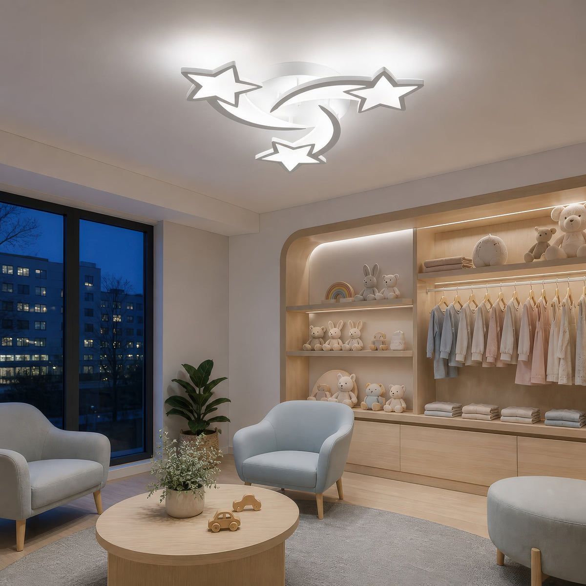 Lustra LED cu telecomanda IPOMOEA 51W, 3 Stele, Lumina Rece/Calda/Neutra, Dimabila, Alb, Metal si Acril, imaginea 13